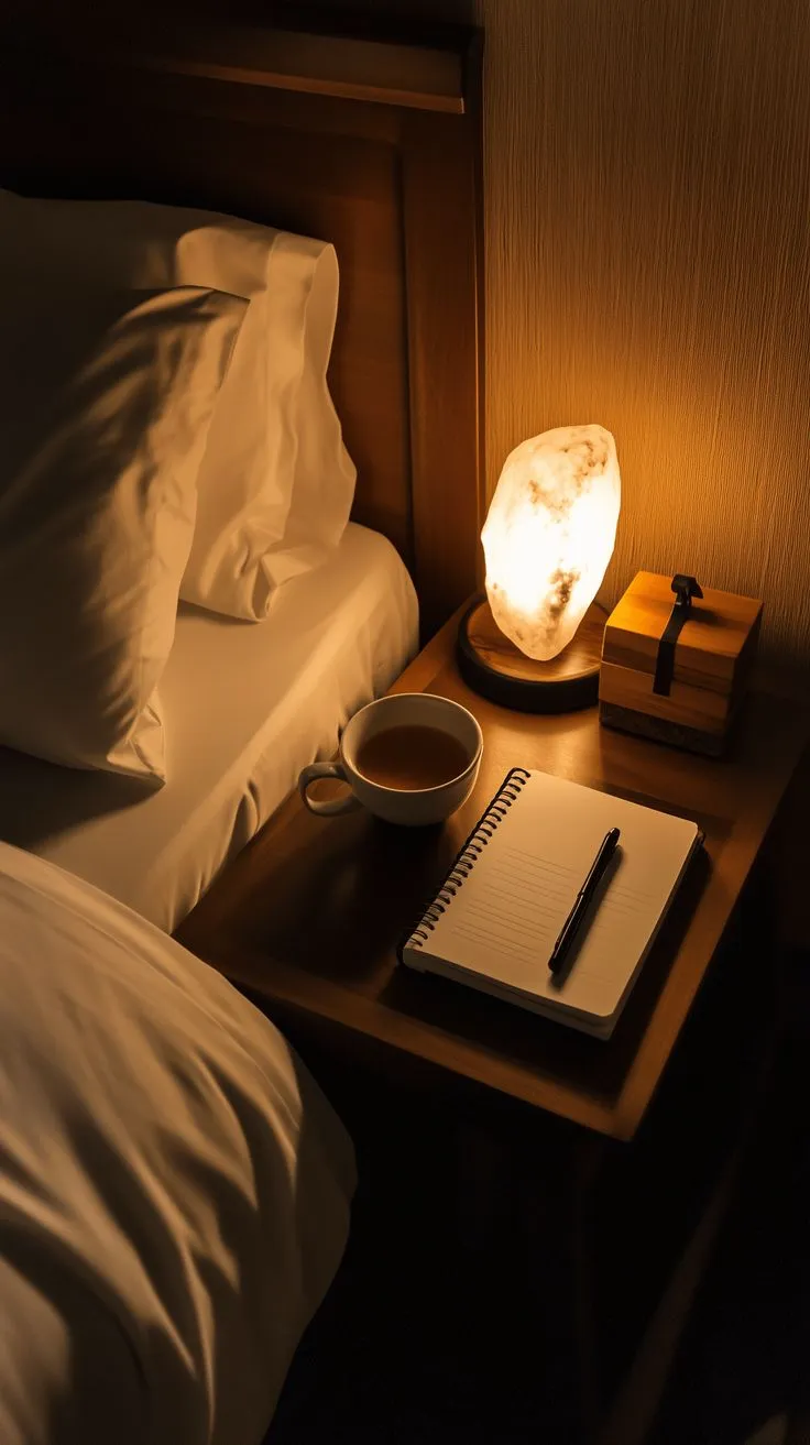Calm bedroom with soft ambient lighting